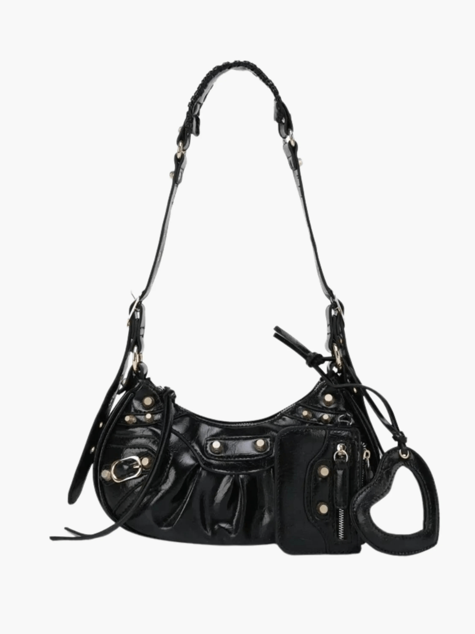 Thalina | Black Studded Shoulder Bag – Edgy & Stylish